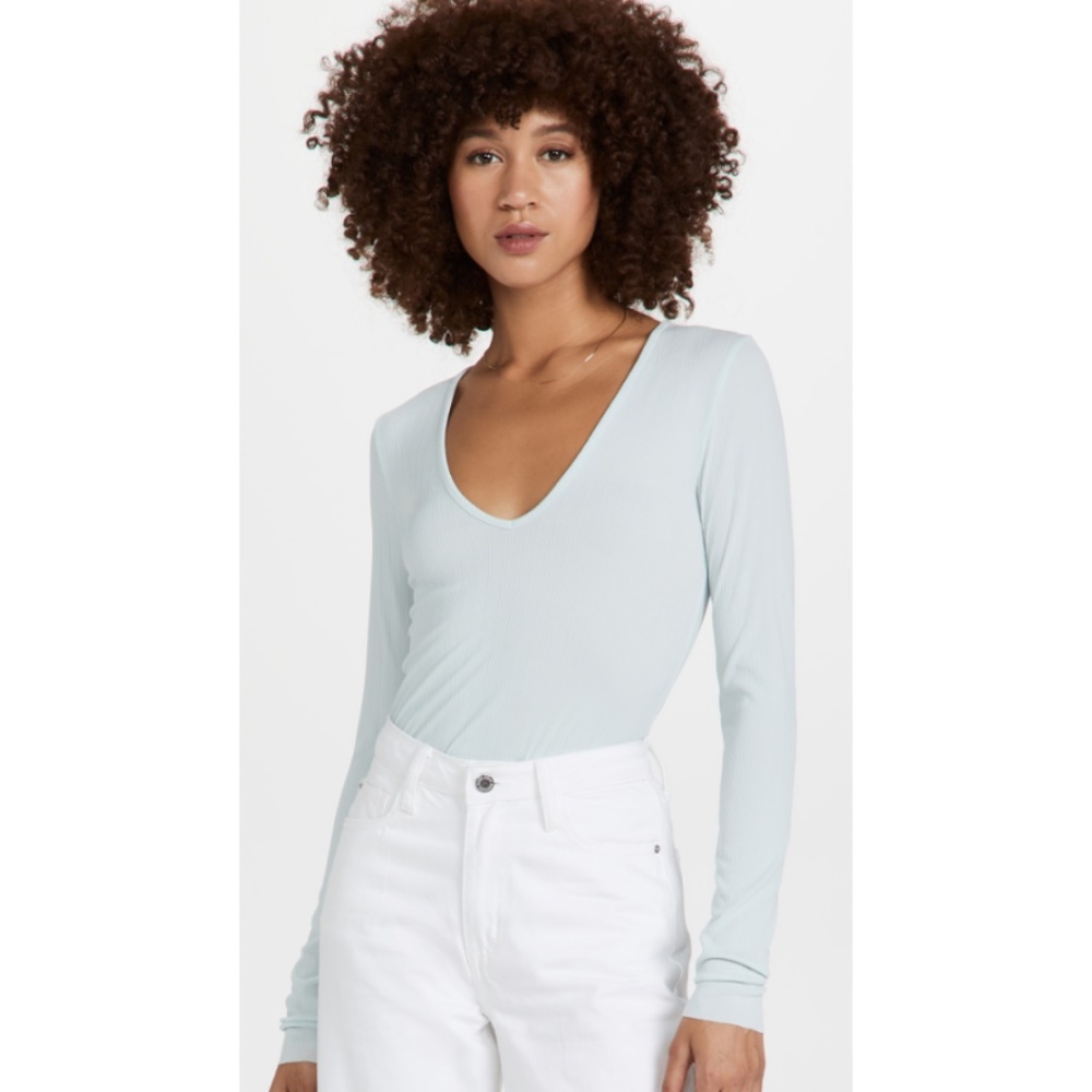 Rag & Bone Zoe Deep V-Neck Top in Morning Mint, Size Small